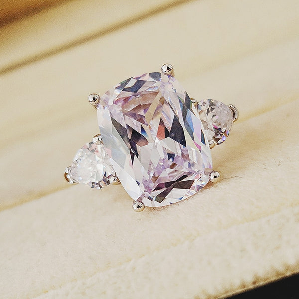 Pink Diamond Ring, 3 Stone Style Engagement Ring, 3 Carats Cushion Cut  Fancy Pink Diamond Simulant Ring, Pastel Pink Diamond Solitaire Ring -   Norway