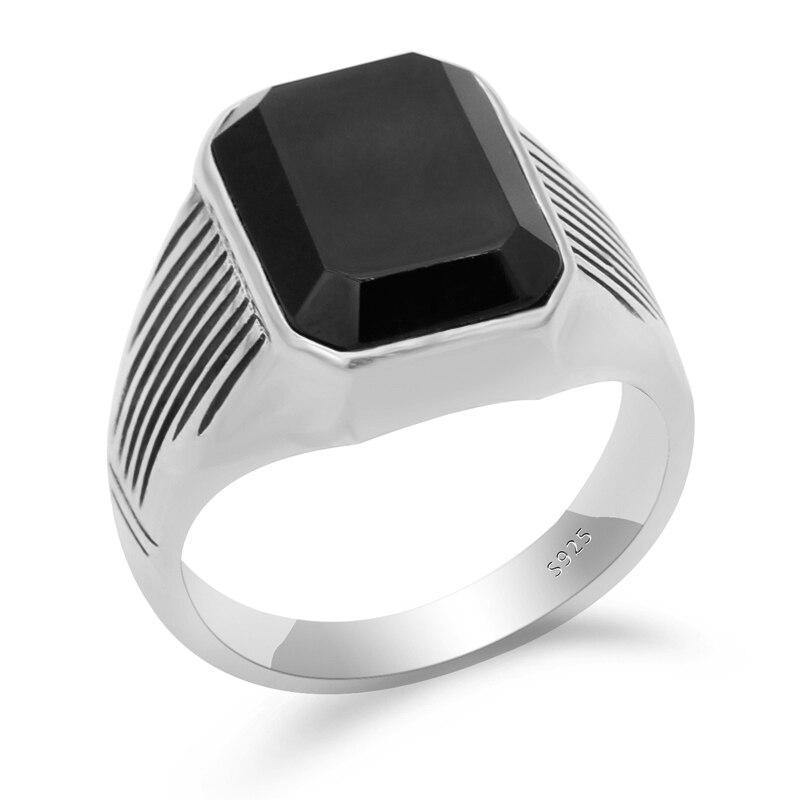 New Arrival Silver Natural Black Onyx Stone Ring – Rings Universe