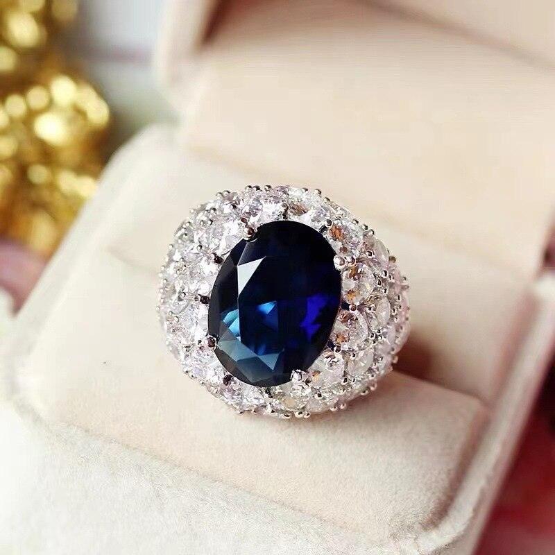 New Luxury Premium Blue Oval AAA+ Quality Zircon Diamond Jewelry Rings