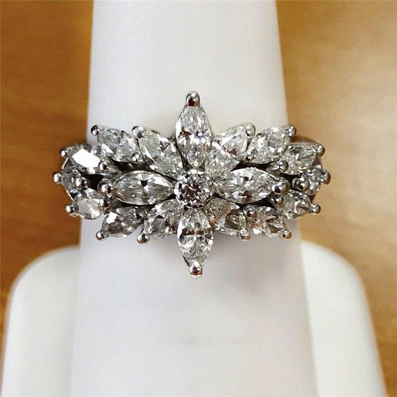 New Arrival Luxury Flower Design AAA+ Quality CZ Diamonds Engagement Rings