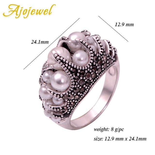 Elegant Vintage Simulated-Pearl Ring