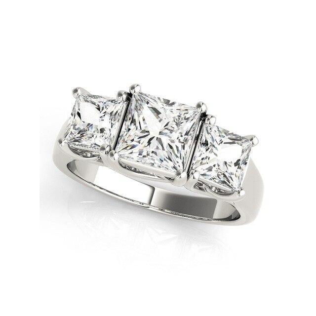 Luxury 1.25 ct 3 Stone Princess Square Sona Diamond Ring