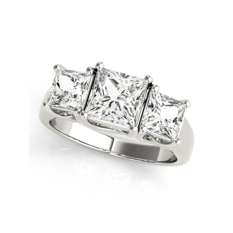 Luxury 1.25 ct 3 Stone Princess Square Sona Diamond Ring – Rings